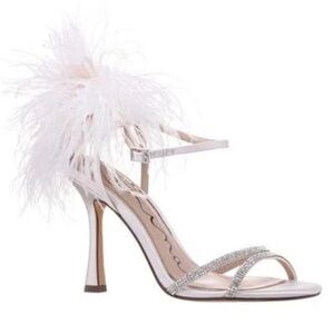 Nina Ivory Crystal Feather Satin Shoes